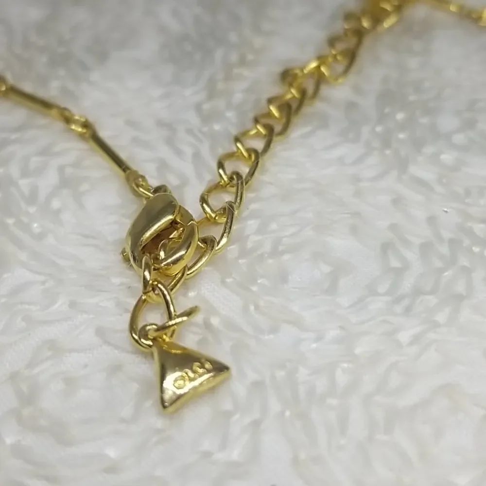 LCI Liz Claiborne Necklace Crystal Brown Beads Gold Tone Links Necklace